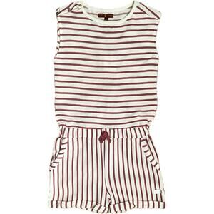 NEW 7 FOR ALL MANKIND Striped Jersey Cotton Romper Pockets Shoulder Snaps Girl M